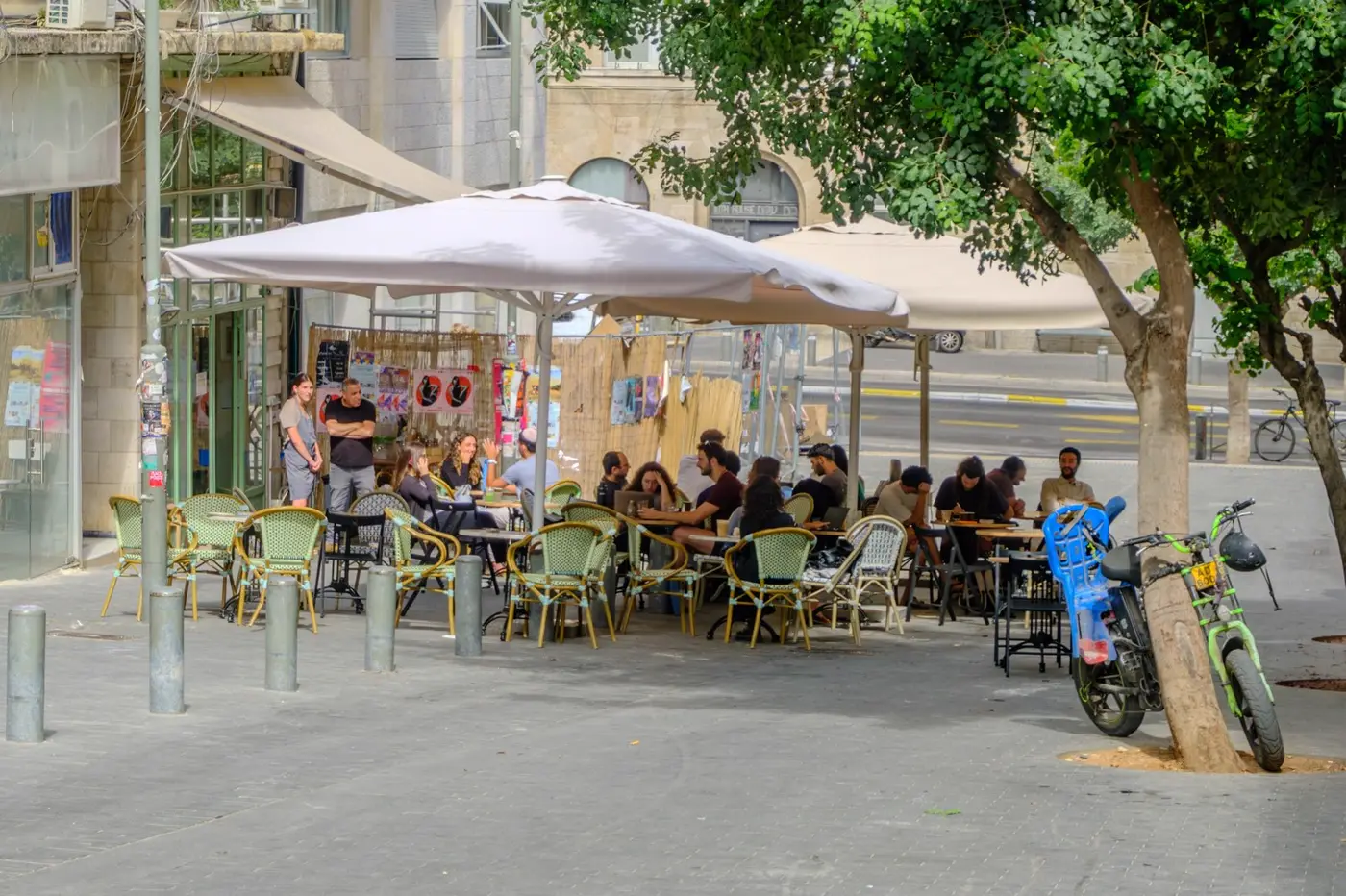 People gathered at an outdoor café on Ben Yehuda Street, Jerusalem